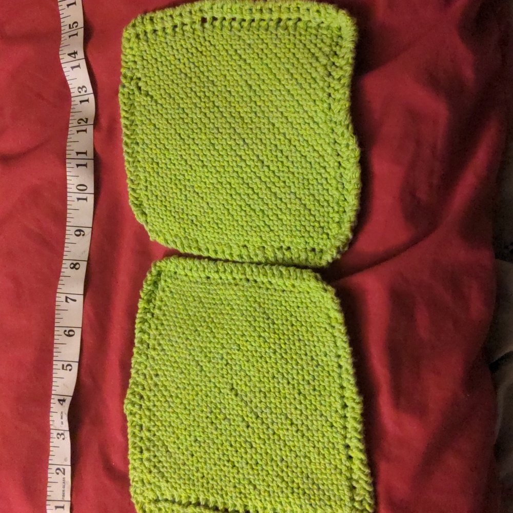 Green NEW Hand Knitted Handmade Dish Cloths